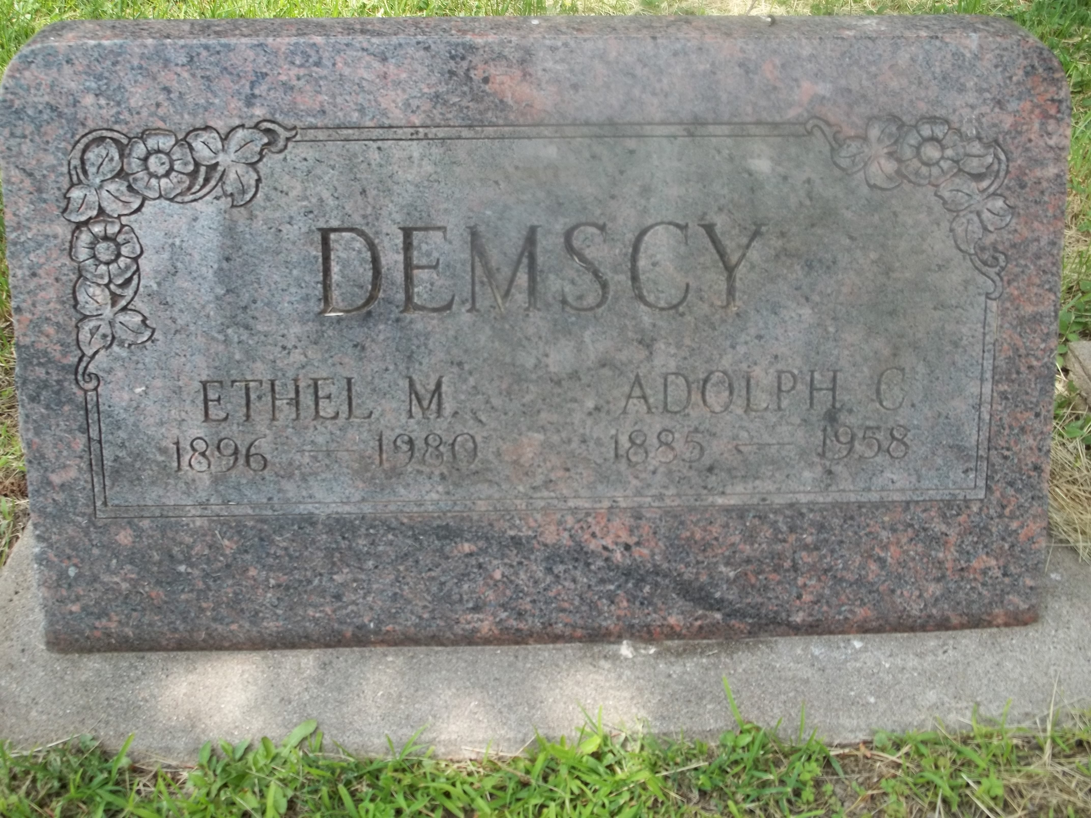Adolph C. and Ethel M. Demscy Headstone