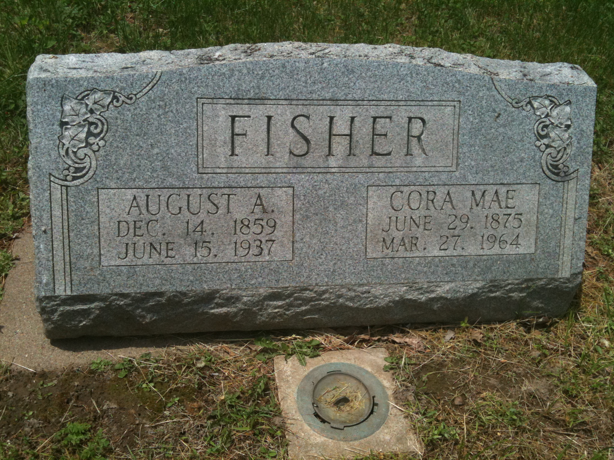 August A. and Cora Mae FisherHeadstone
