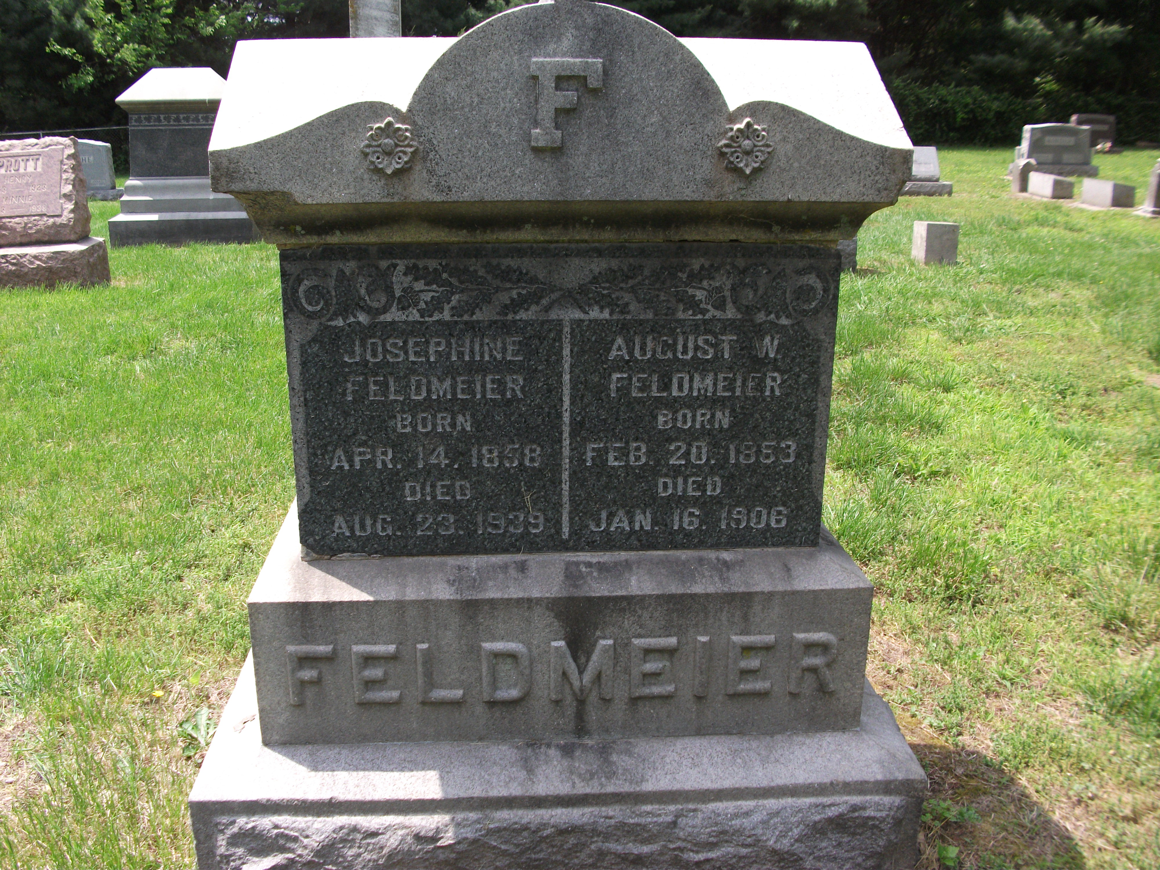 August W. and Josephine Feldmeier Headstone