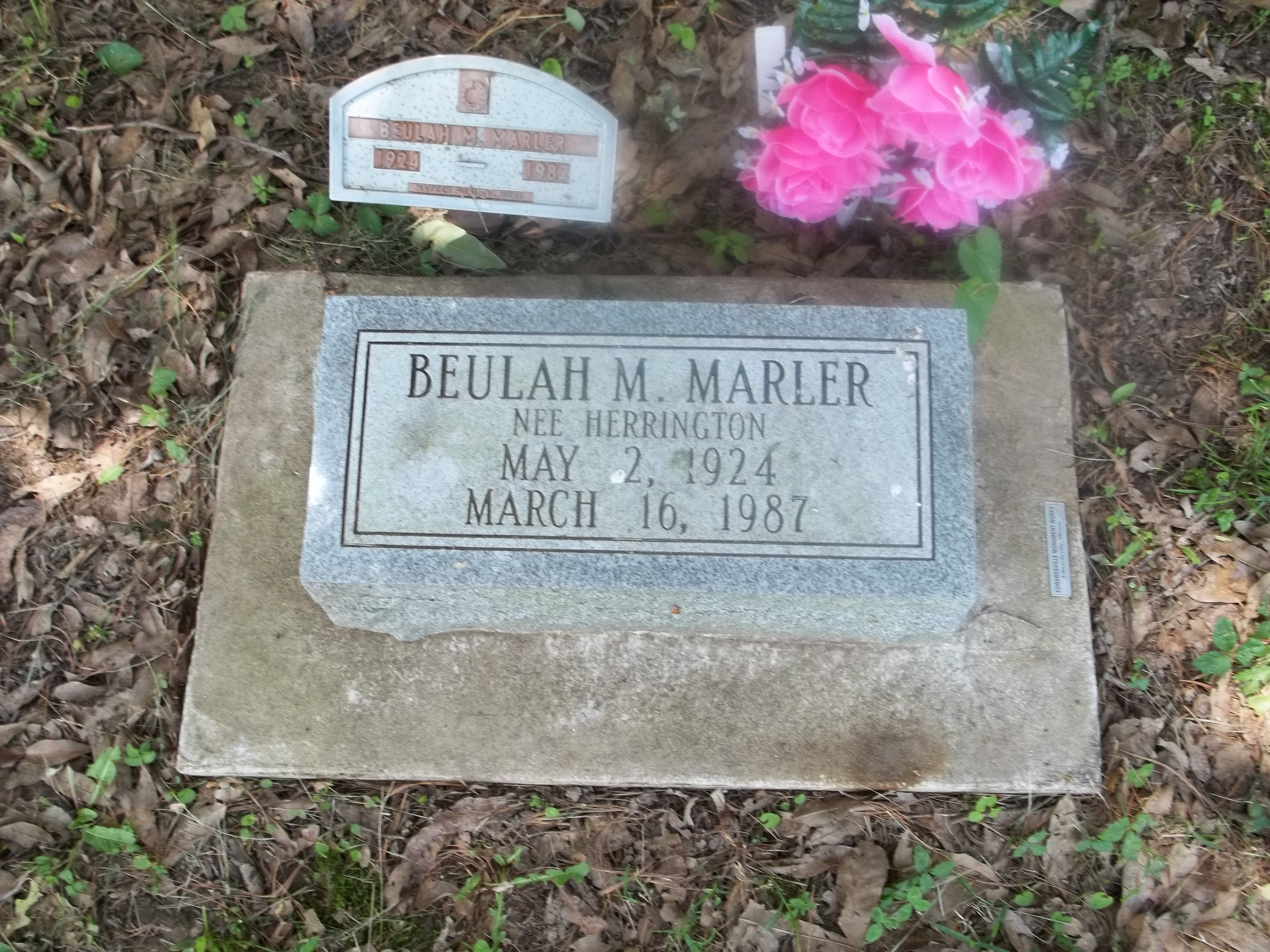 Beulah M. Marler nee Herrington Headstone