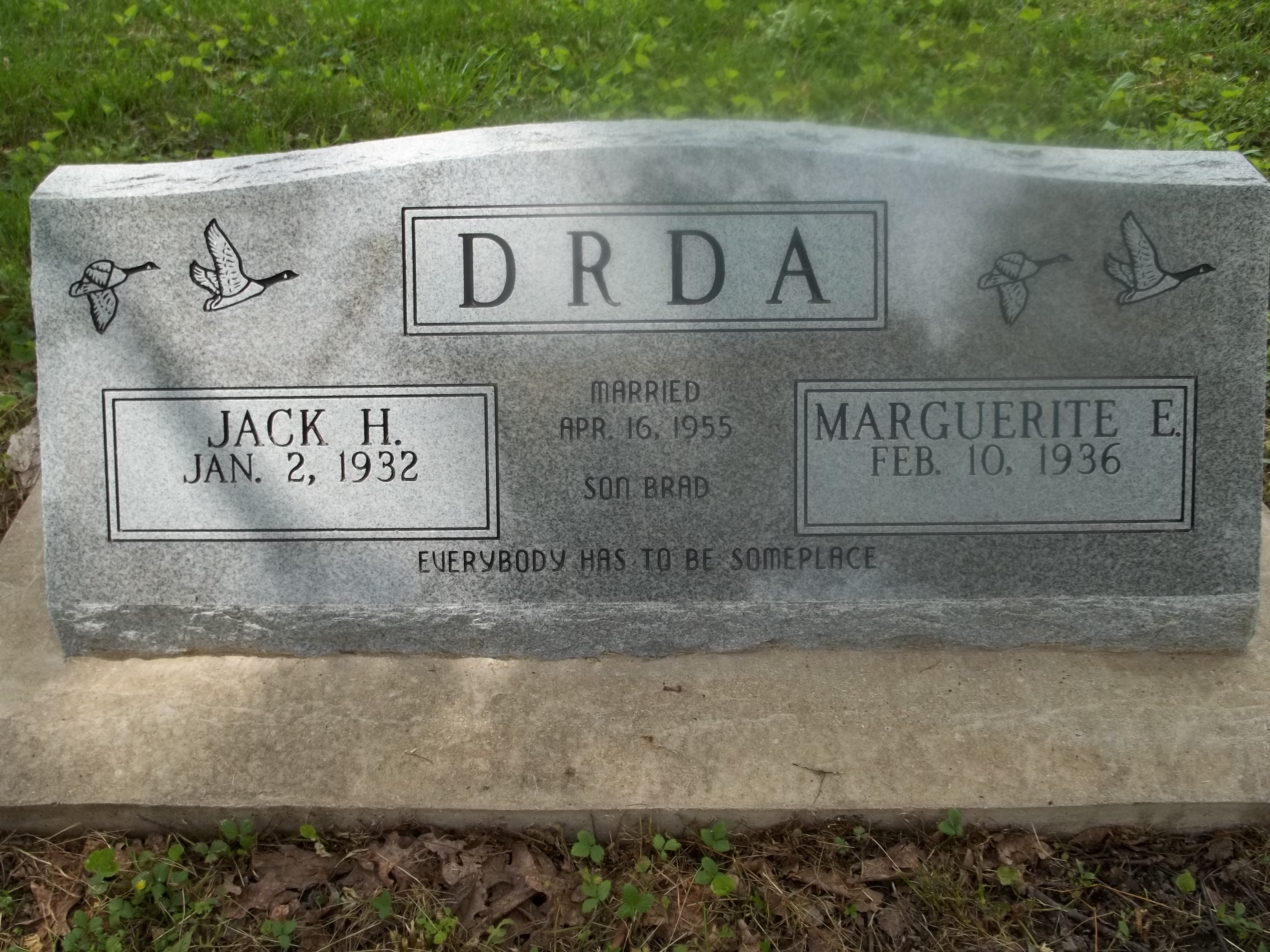 Jack H. and Marguerite E. Drda  Headstone