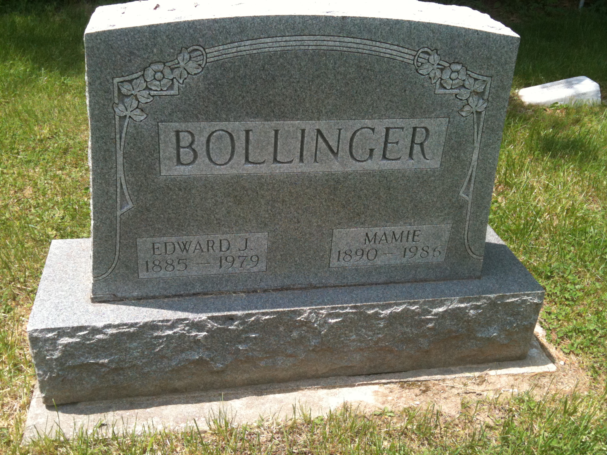 Edward J. and Mamie Bollinger Headstone