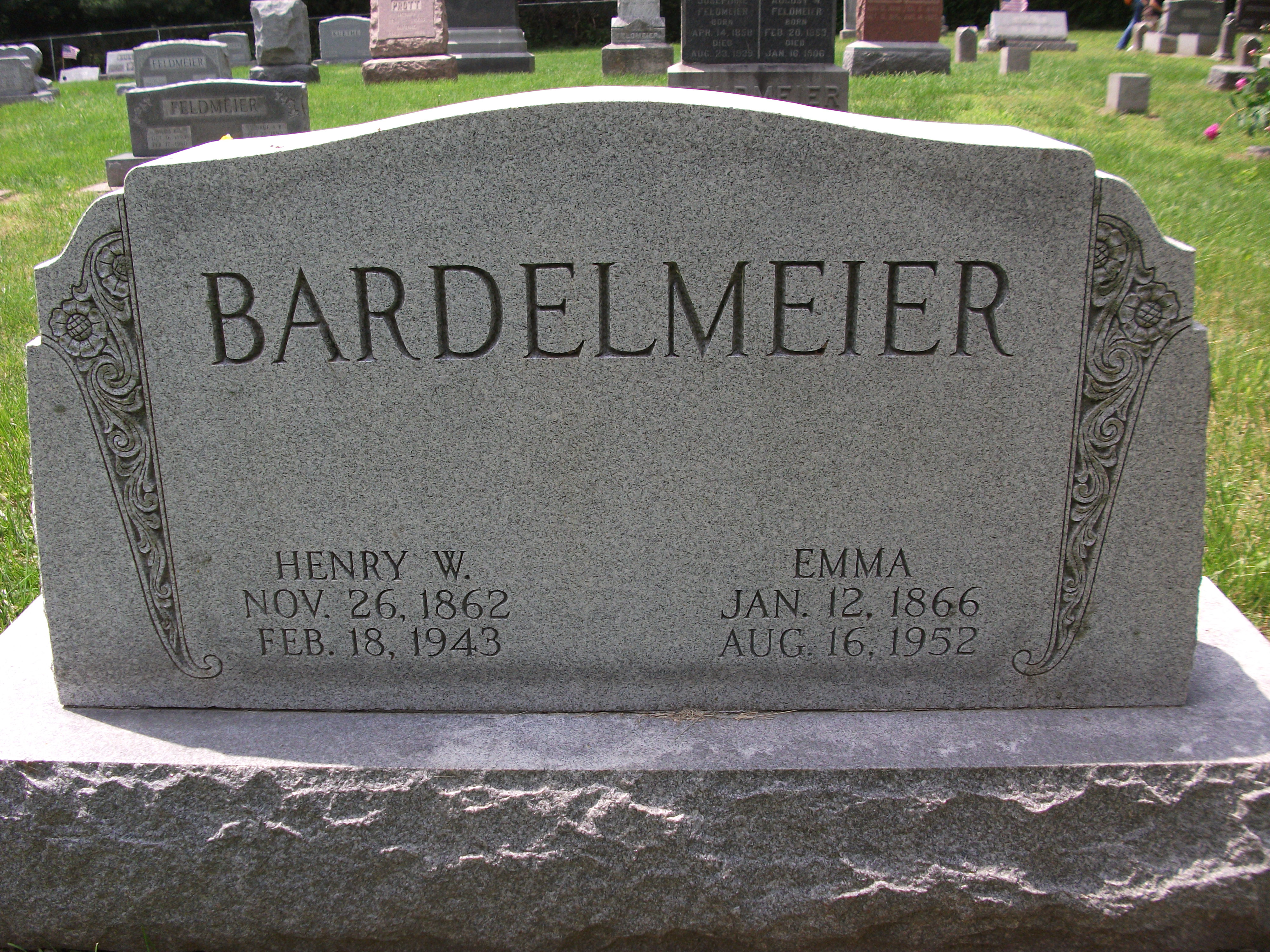 Henry W. and Emma Bardelmeier Headstone
