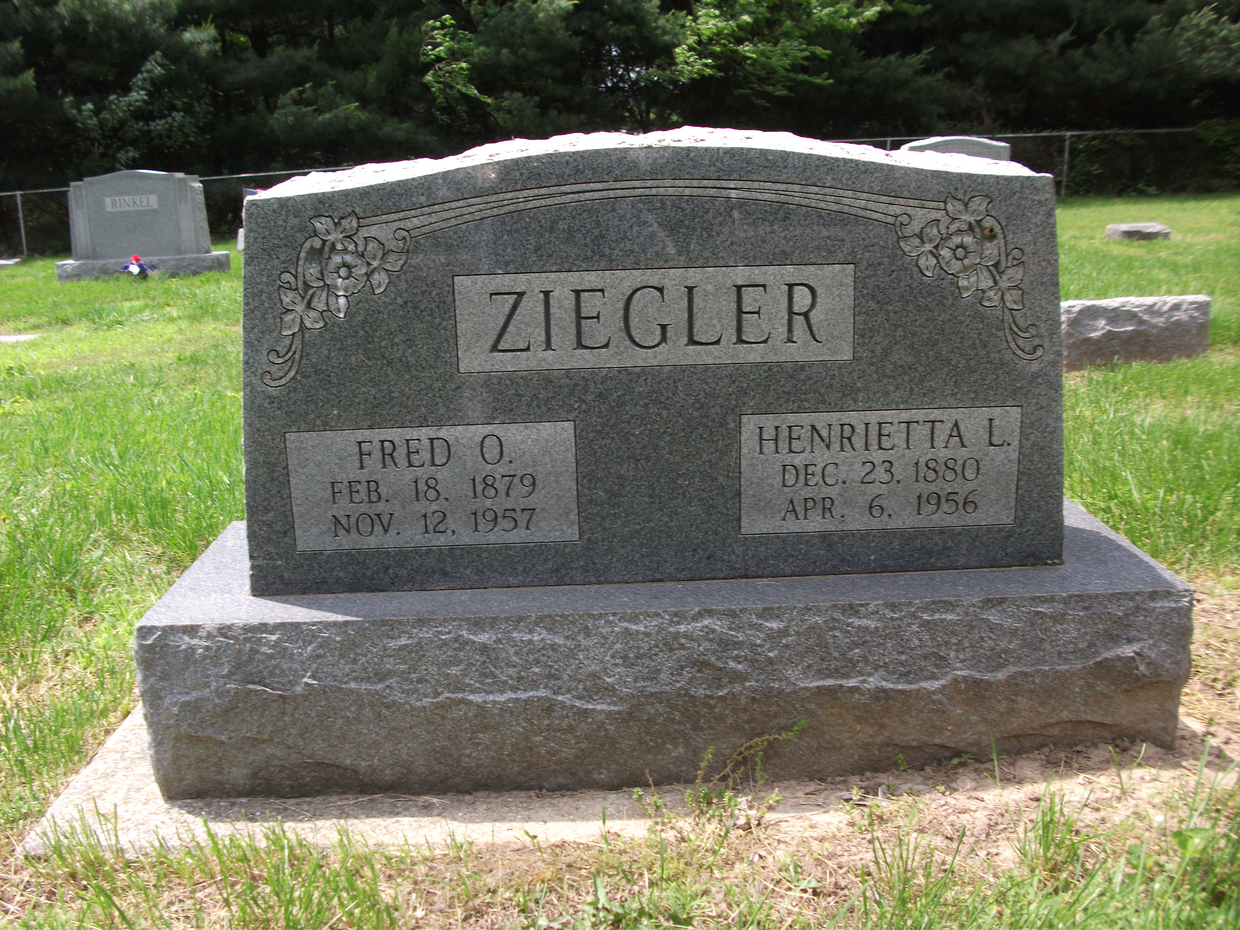 Fred O. and Henrietta A. Ziegler Headstone
