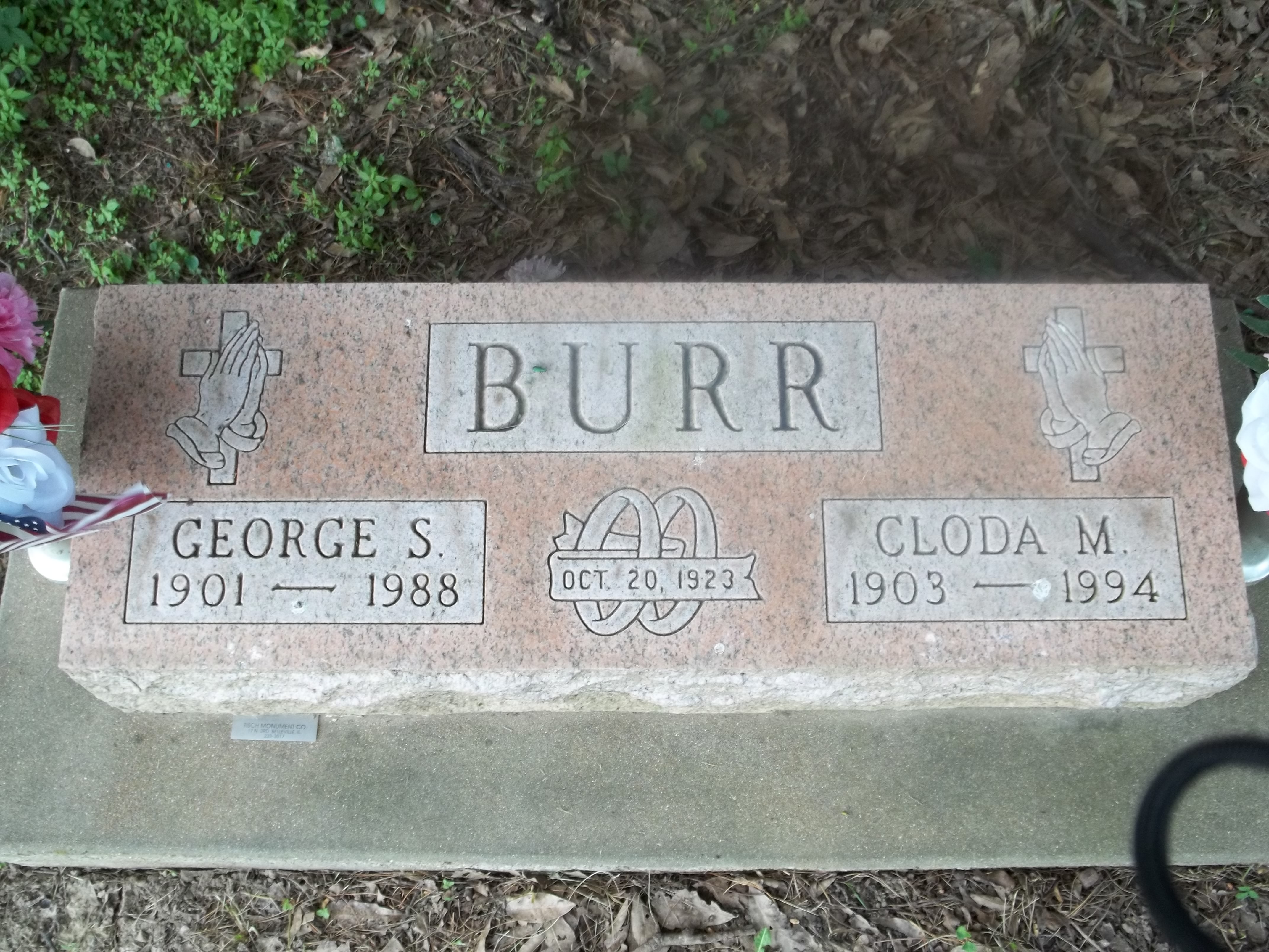 George S. and Cloda M. Burr Headstone