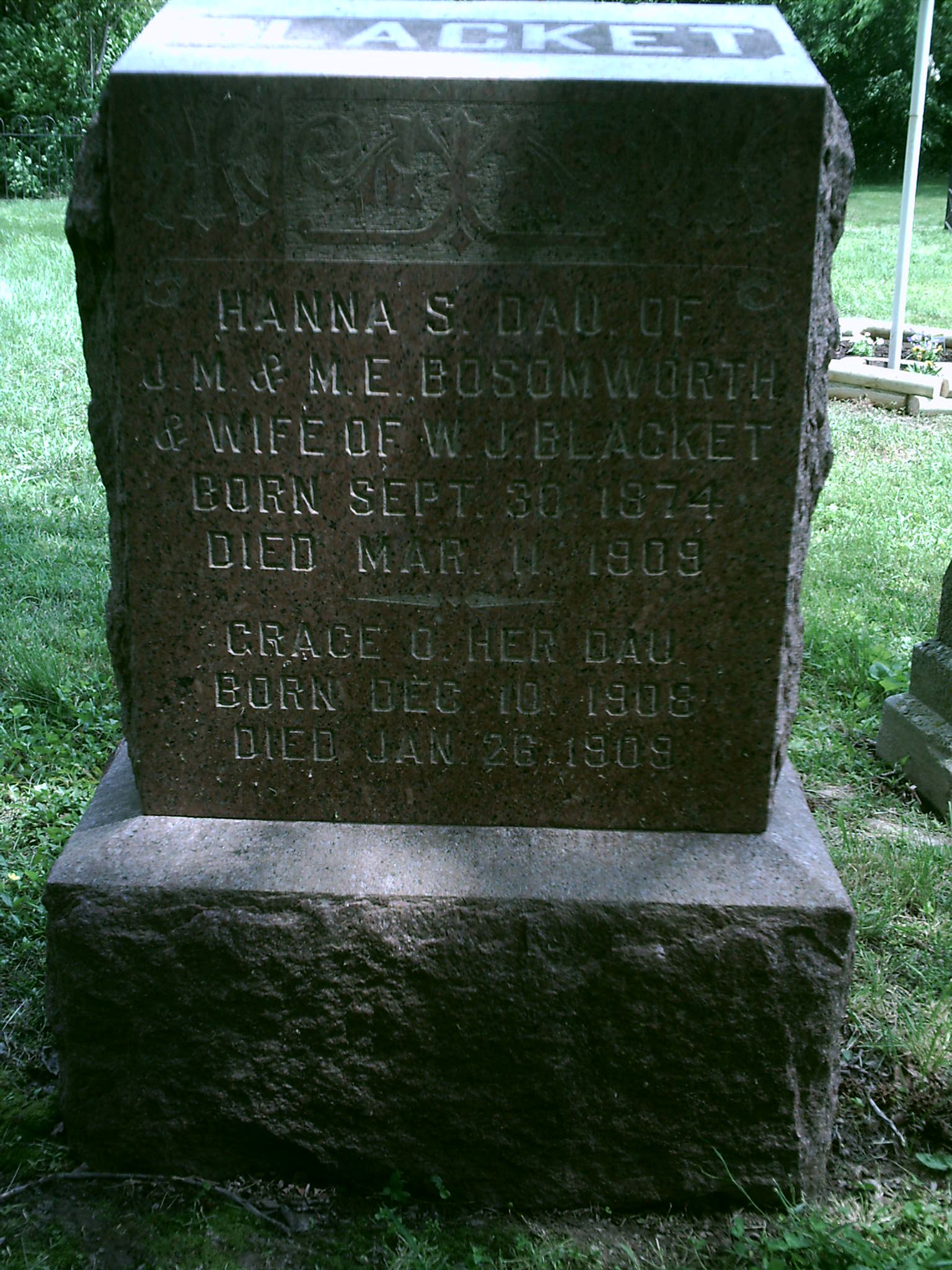 Hannah S. Blacket Headstone