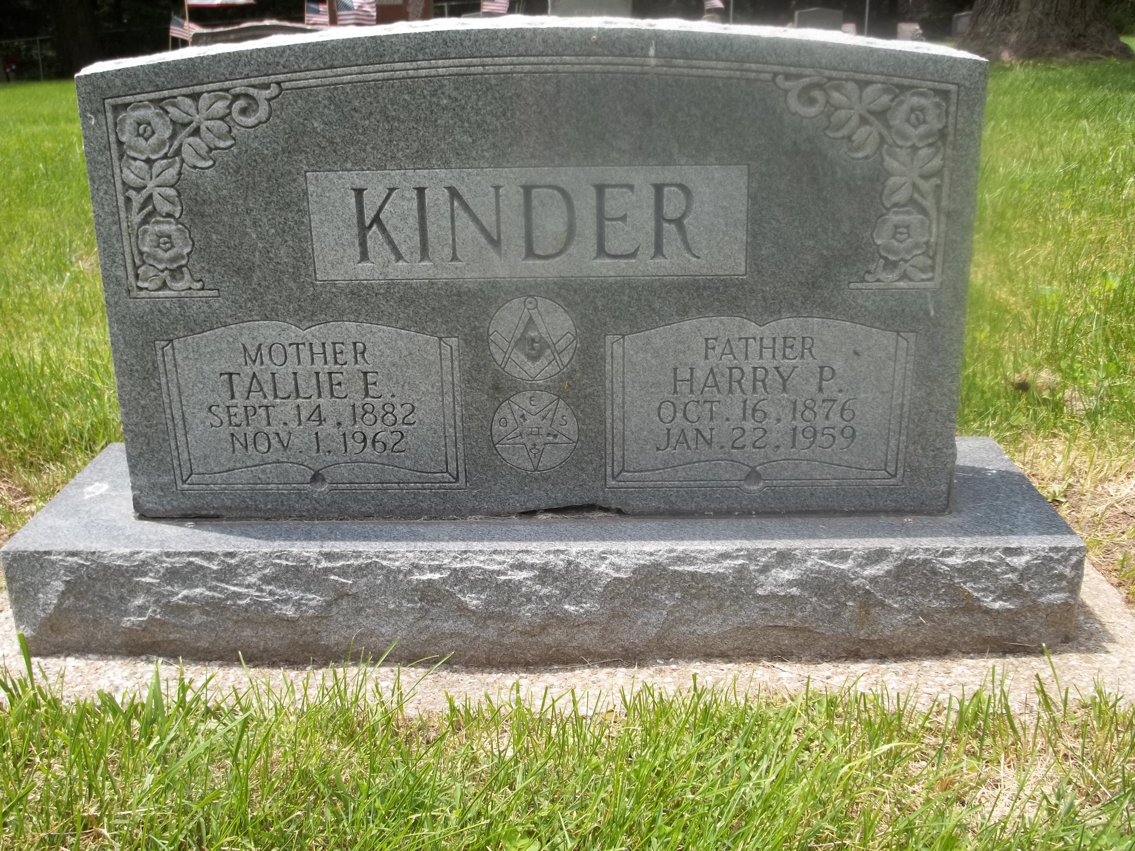 Harry P. and Tallie E. Kinder Headstone