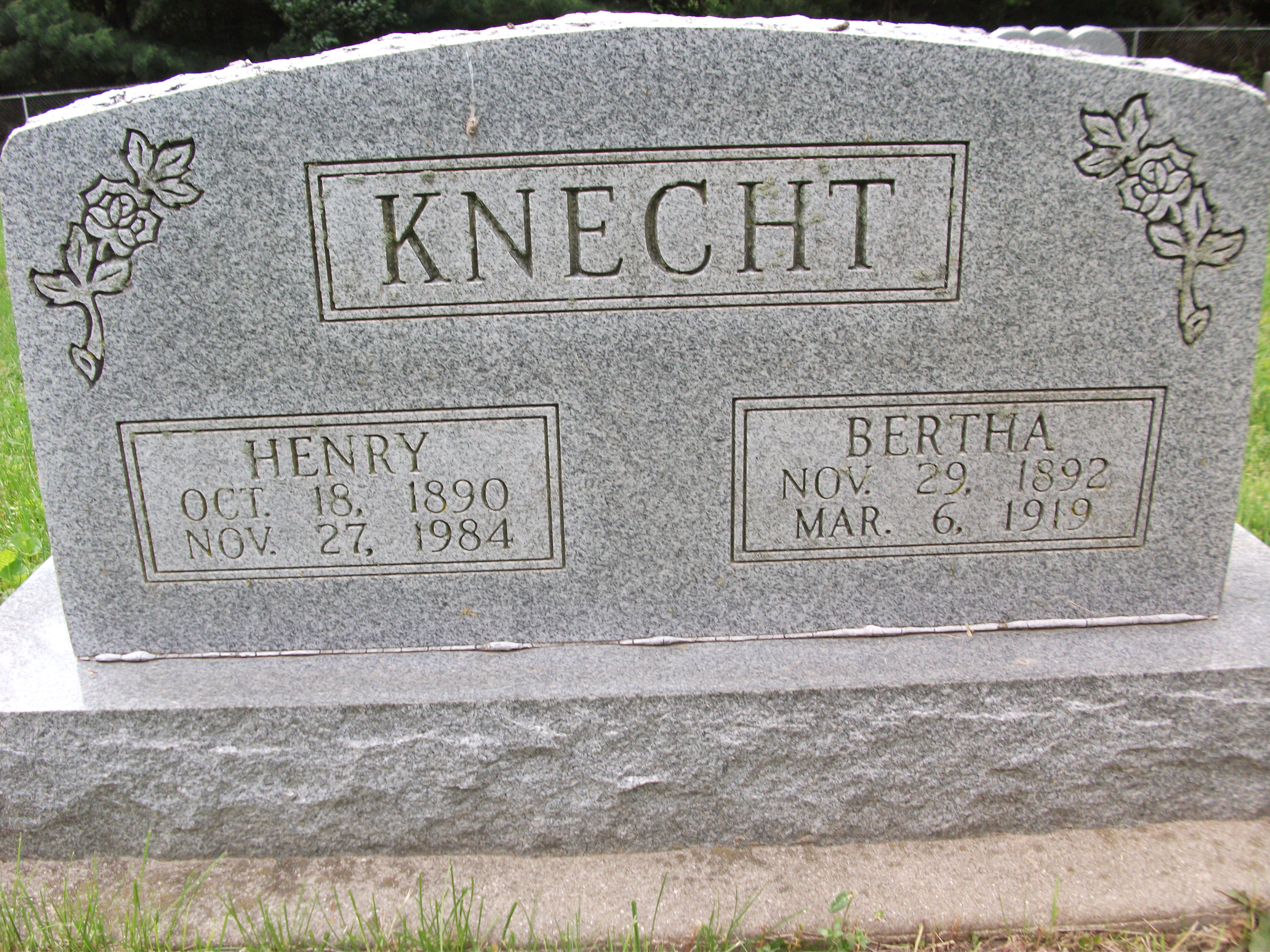 Henry and Bertha Knecht Headstone