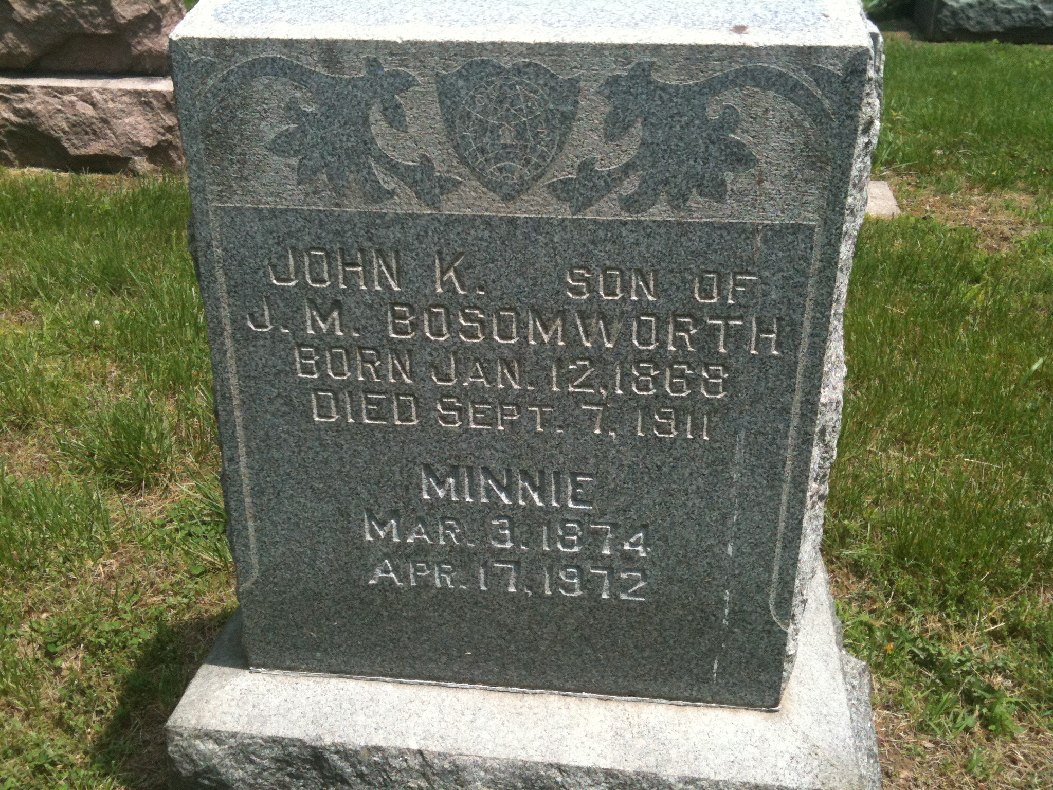 John K. and Minnie Bosomworth Headstone