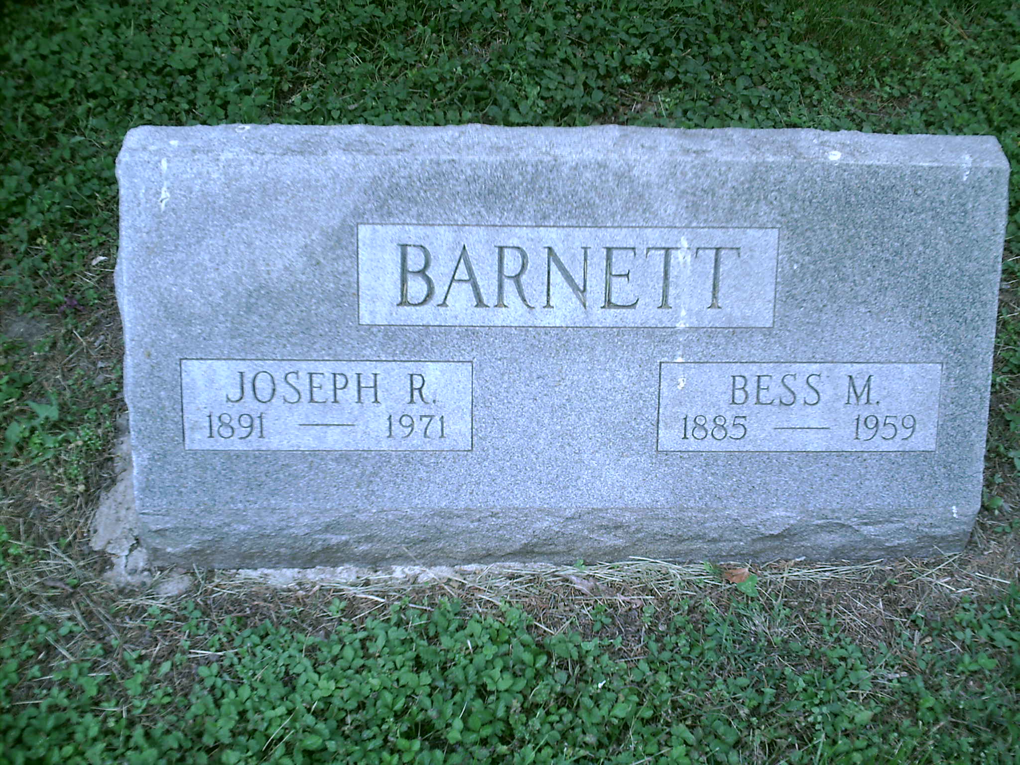 Joseph R. and Bess M. Barnett Headstone