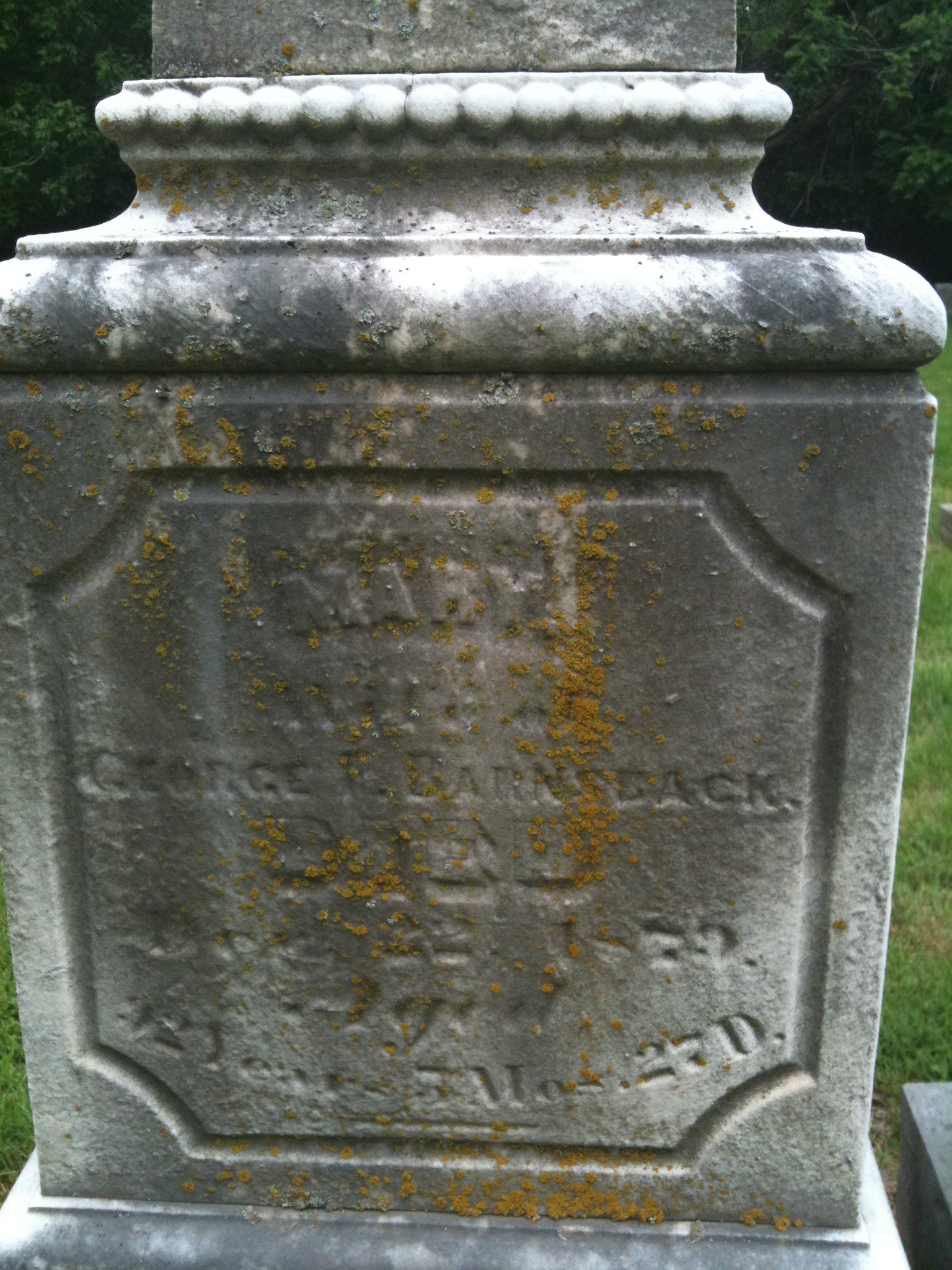 Close up photo of Mary Barnsback Headstone