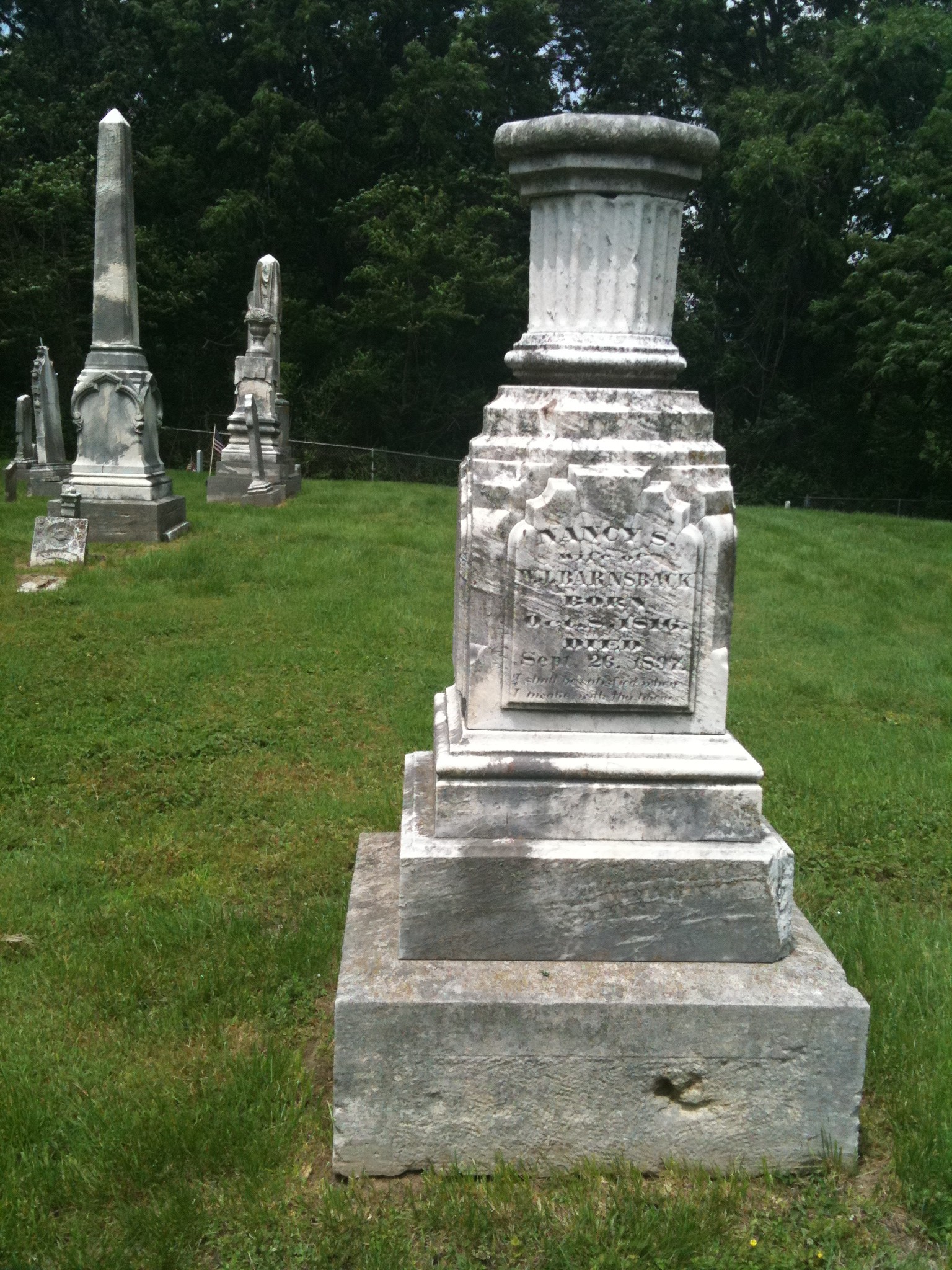 Nancy S. Barnsback, Wife of W.L. Barnsback Headstone