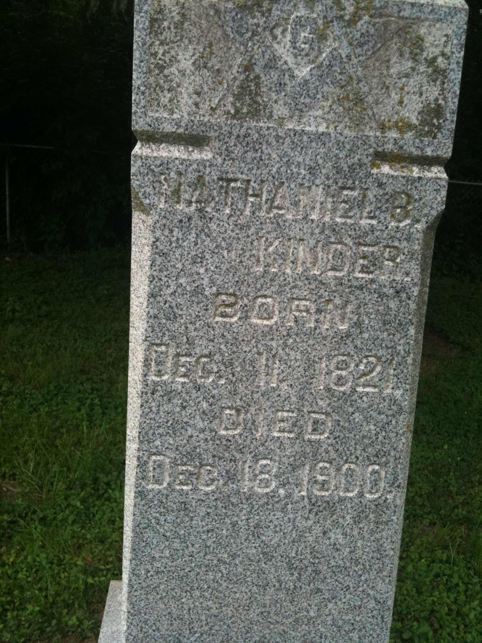 Nathaniel B. Kinder Headstone