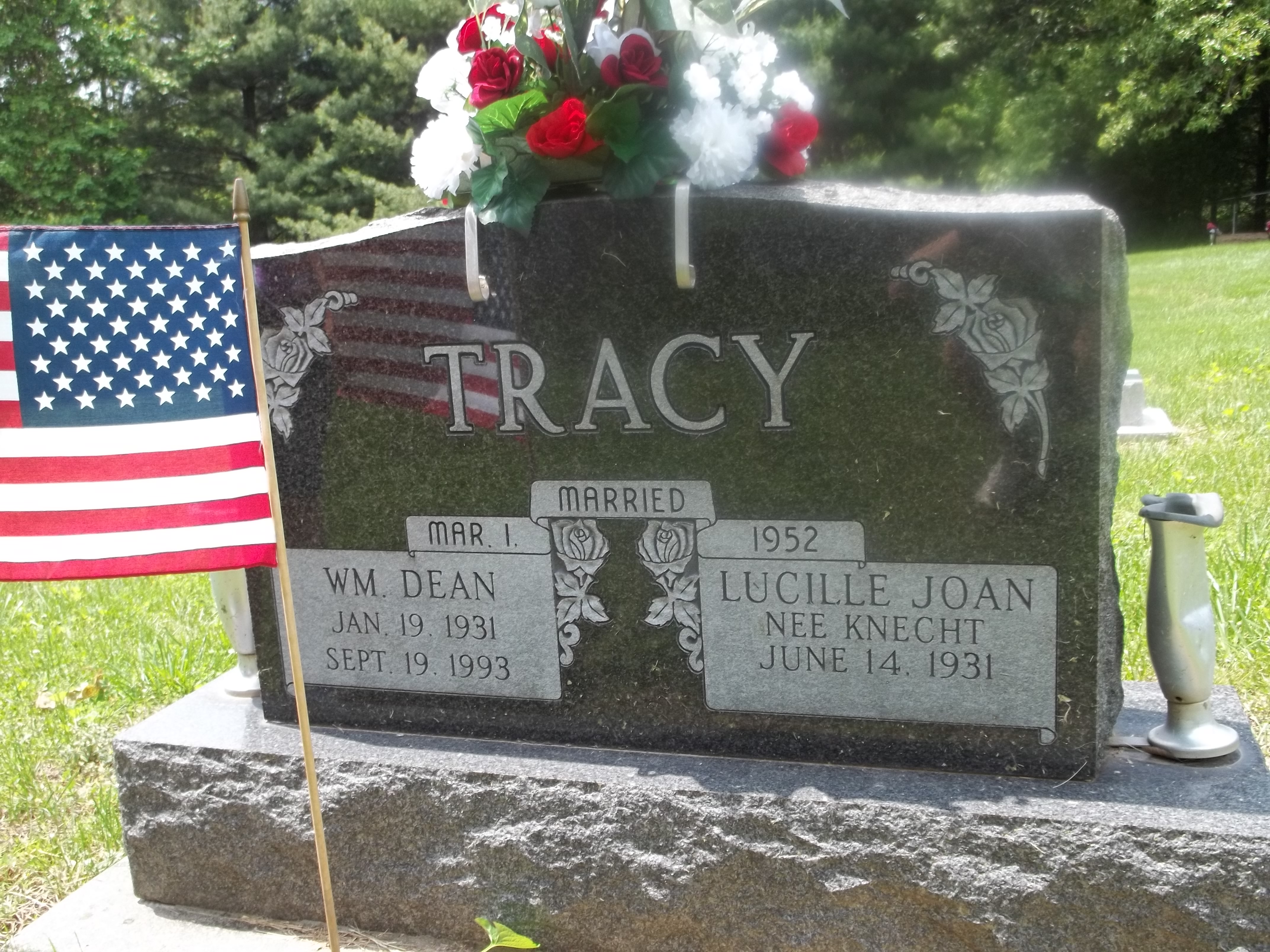 William Dean and Lucille Joan Tracy Headstone