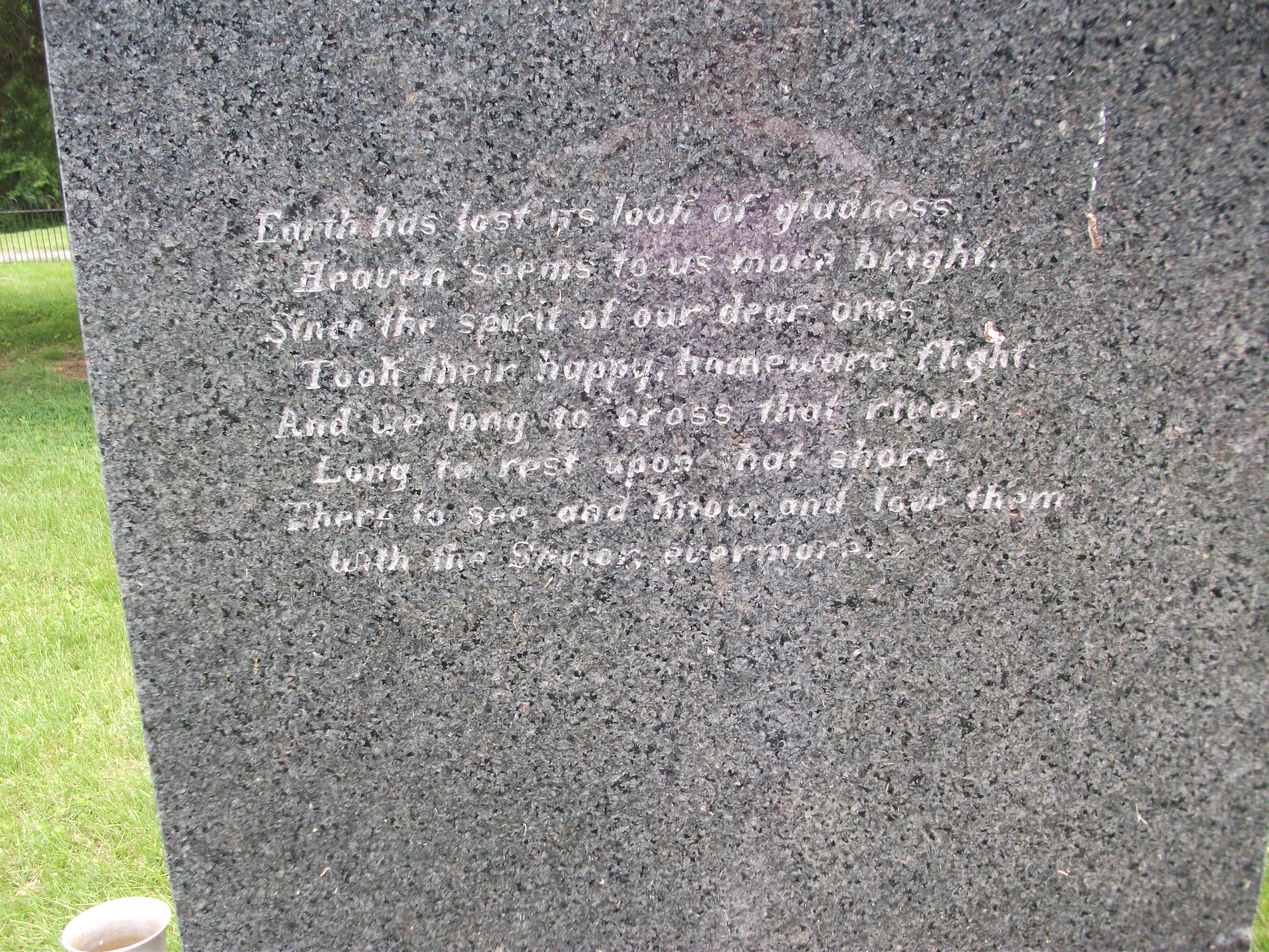 Earth Has Lost Its Gladness  Headstone