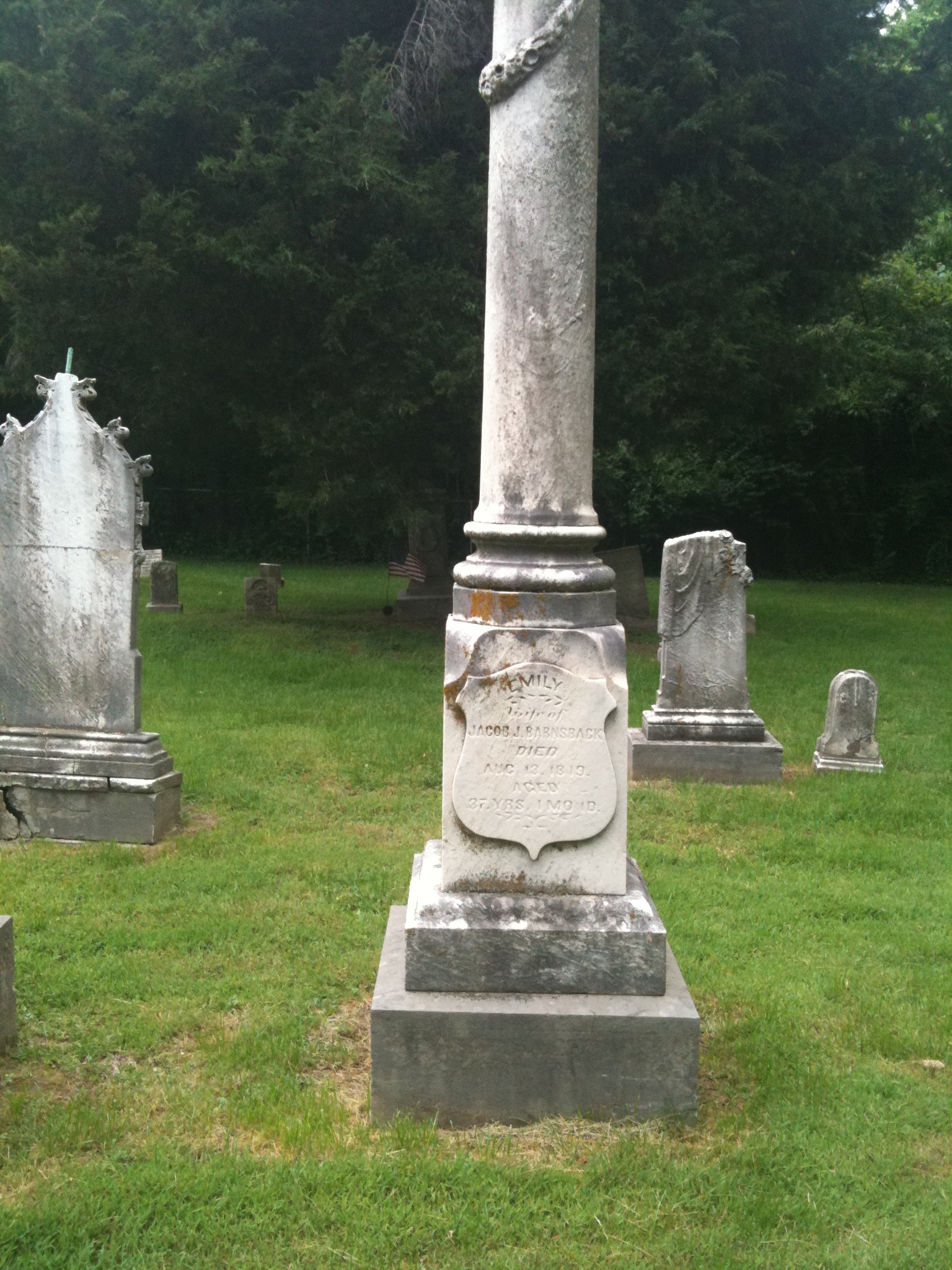 Close up photo of Emily Barnsback Headstone